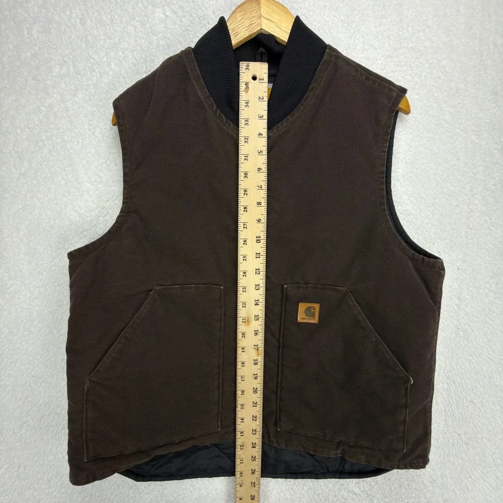 Carhartt Sandstone Vest Arctic Quilt Lined Mens Large V02 DKB Dark Brown EUC - Picture 7 of 10
